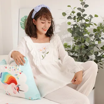 2025 Autumn Cotton NightWear Prenatal+Postnatal Nurning Pajamas For Nursing Mothers Pijamas Maternity Breastfeeding Sleepwear