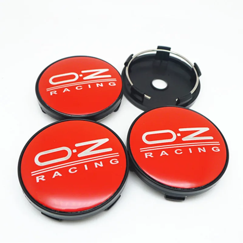 4pcs 60mm Red OZ Racing Wheel Center Caps Hub Rims Emblem Badge Cover Car Styling Hubcaps