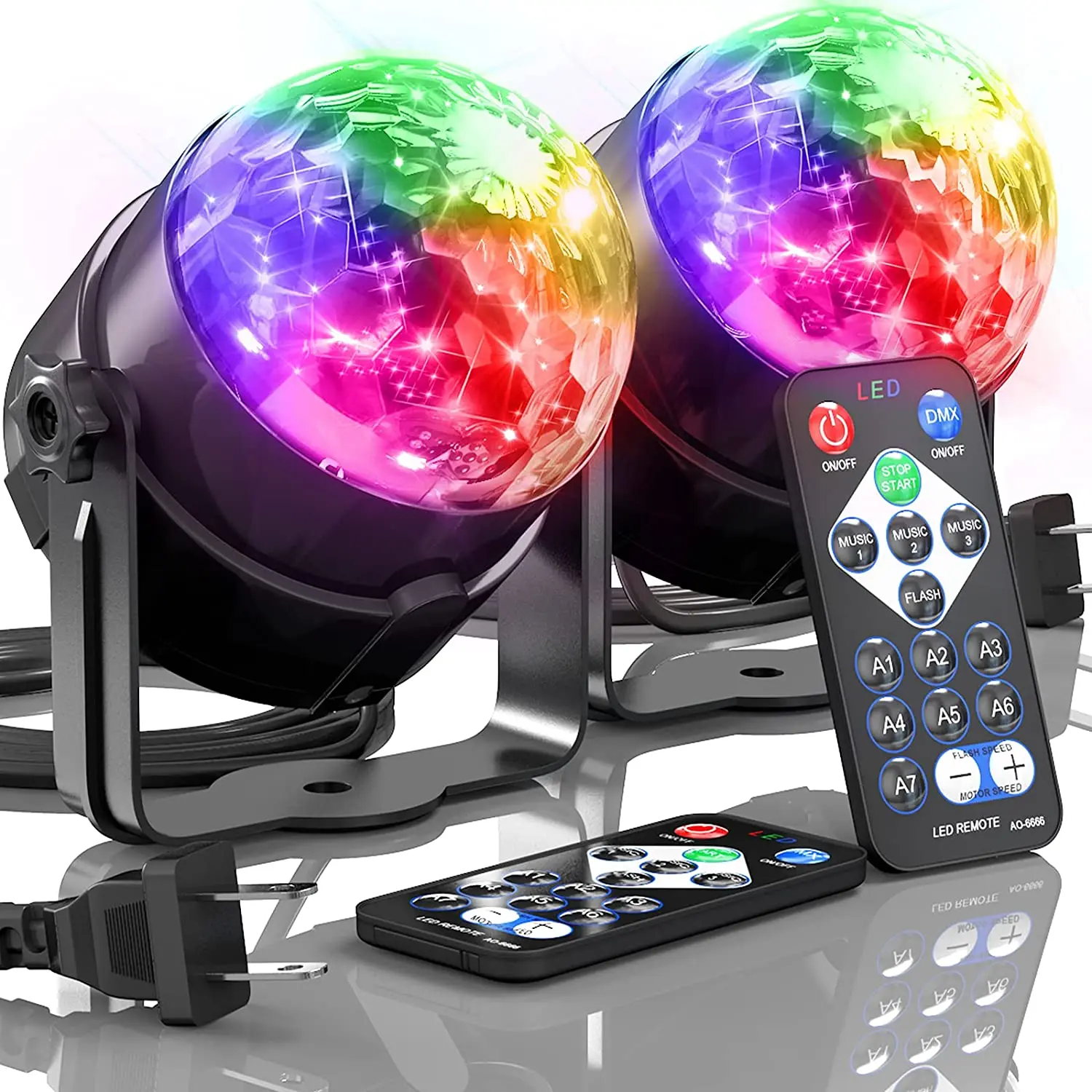 2 Pcs Mini Disco Magic Ball Lights Remote Control Stage Laser Projector RGB Atmosphere Decoration For Home DJ KTV Party Lamp holiday atmosphere lights led fiber optic lights lanterns starry sky wedding party christmas decoration home furnishing