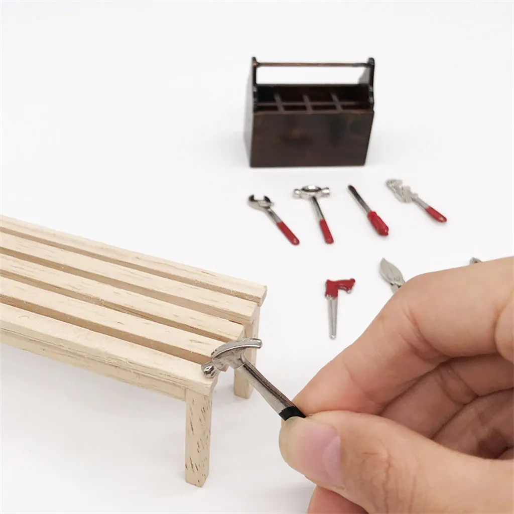 

Mini Toolbox, 1:12 Doll House Accessories Mini Mini Toolbox Wooden Toolbox Model Toys for Children Adult Doll House Accessories