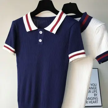 

2020 New Women Polo Shirts Short Sleeve Casual Women Shirts Solid Tees Cotton Polo Women Shirts Turn-down Neck Female Shirts