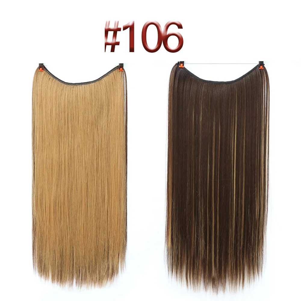 LiangMo, 20 дюймов, невидимая проволока, без зажимов, для наращивания волос, секретная Рыбная линия, шиньоны, Синтетические прямые волнистые волосы для наращивания - Цвет: Z106