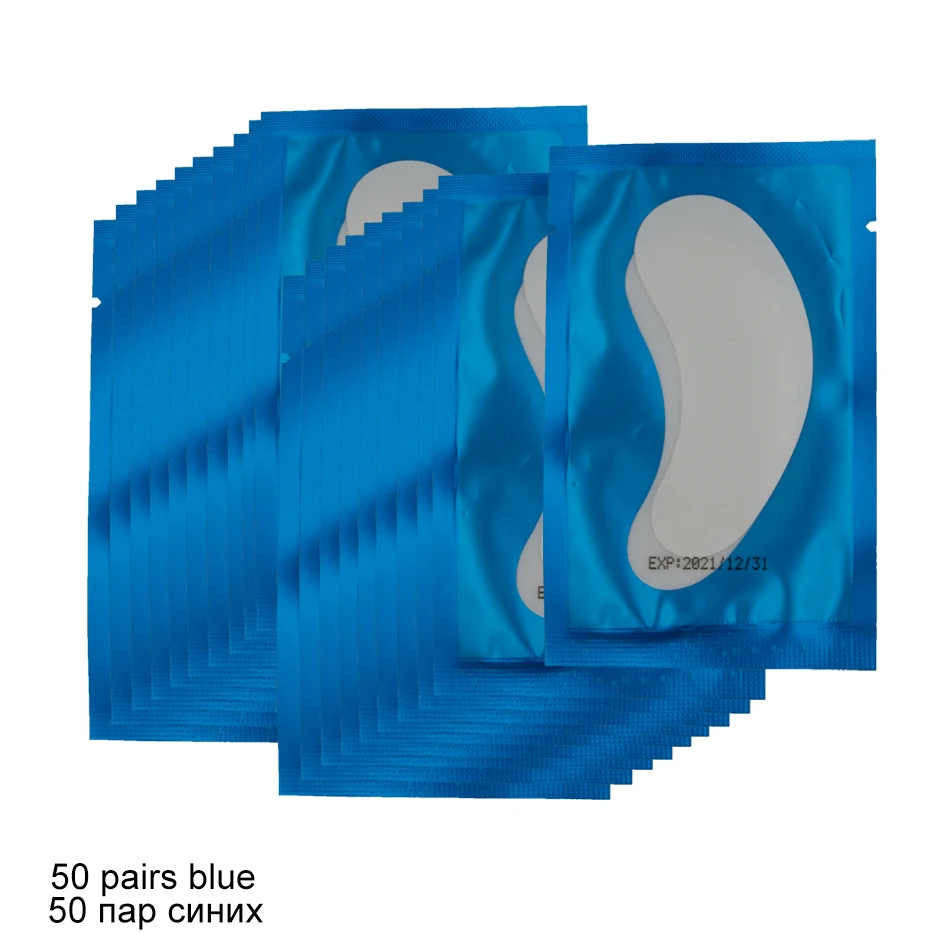 50 Pairs Blue 50/100 пар бумажные накладки для наращивания ресниц увлажняющие глазные накладки ресницы под глазные накладки привитые без ворса наклейки для глаз инструмент для макияжа - Цвет: 50 Pairs Blue