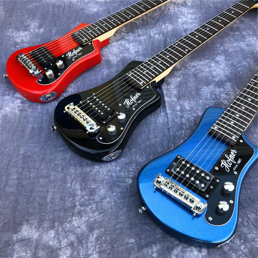 Трехцветная мини-гитара hofner shoty для путешествий, портативная гитара для начинающих, электрогитара для детей