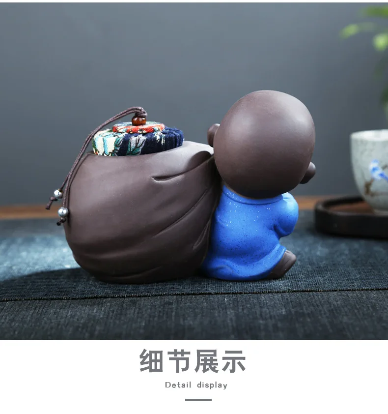 Description Picture 6 of itemZisha Little Monk Tea Caddy Sealed Storage Tank Creative Ceramic Gift Small Tea Caddy Home Decoration
