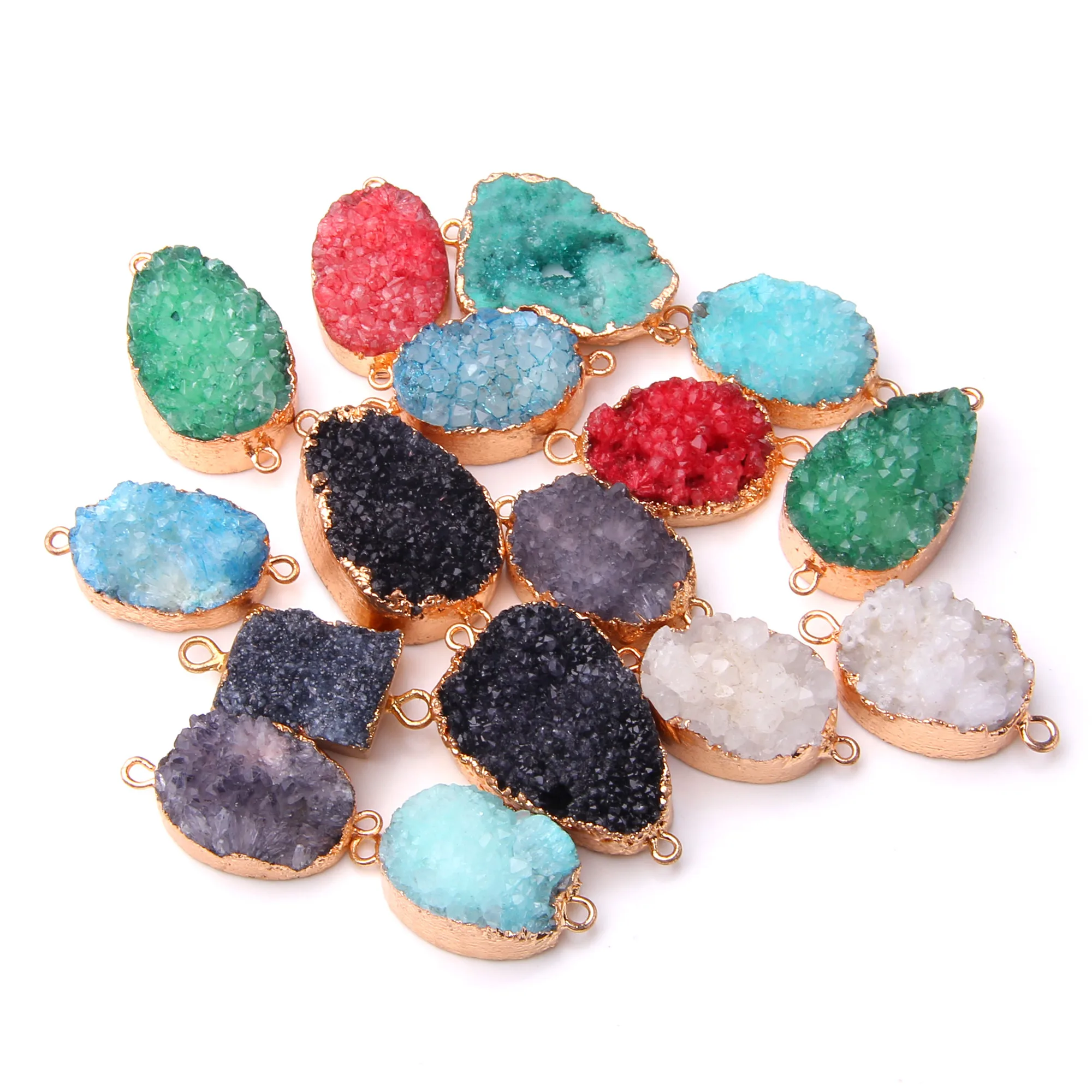 

Natural Crystal geode connector pendant agates druzy pendants Natural stone Gem stone connector Pendant necklace pendant jewelry