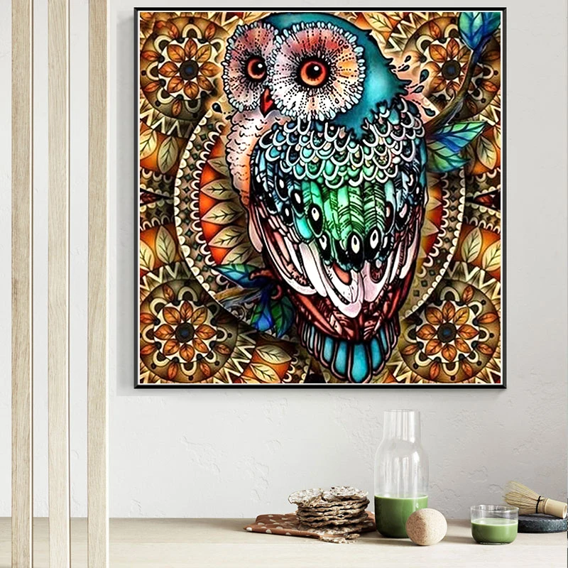 

Full Square Diamond Embroide Owl 5D DIY Diamond Painting Cross stitc Mosaic Picture Rhinestone Animal Christmas Decoration Home