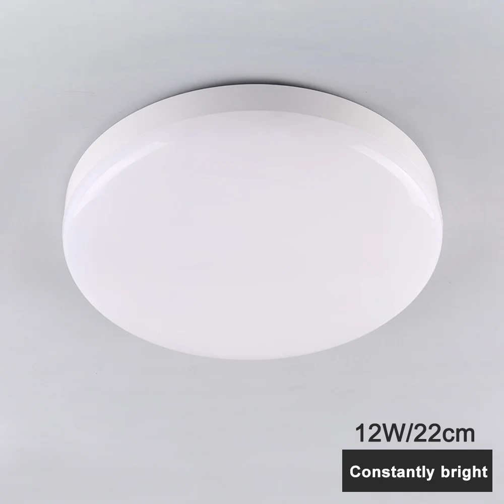 constant bright 12w Светодиодный потолочный светильник с датчиком и круглыми панелями, потолочный светильник для дома, туалета, коридор в помещении/на открытом воздухе, 1 шт - Цвет корпуса: constant bright 12w