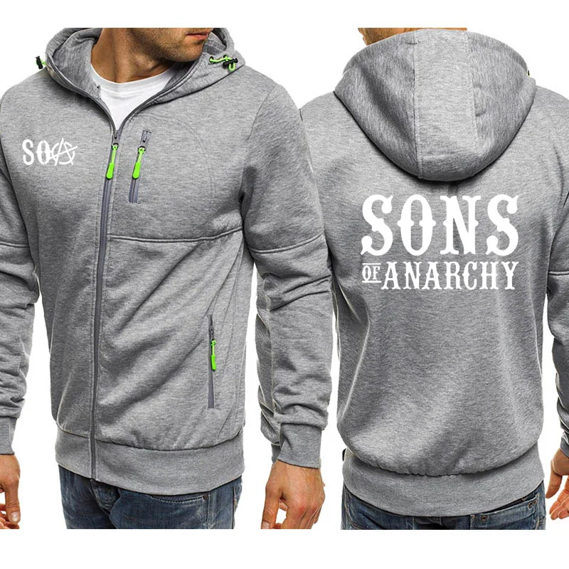 SOA Sons of anarchi/Новая модная спортивная одежда для мужчин; толстовки на молнии; Мужская Повседневная Толстовка; Флисовая теплая толстовка в стиле хип-хоп - Цвет: 02