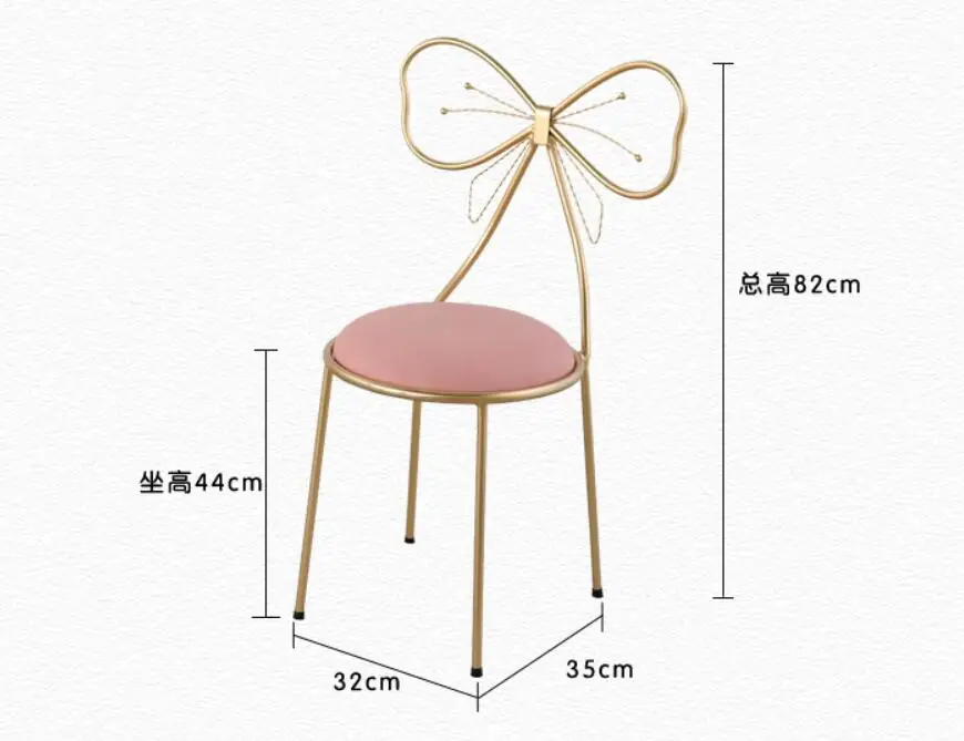 Multi Color Modern Nordic Home Makeup Chair velvet Fabric Middle Back Chair Butterfly Bow Metal Golden Polished Task Chair B550