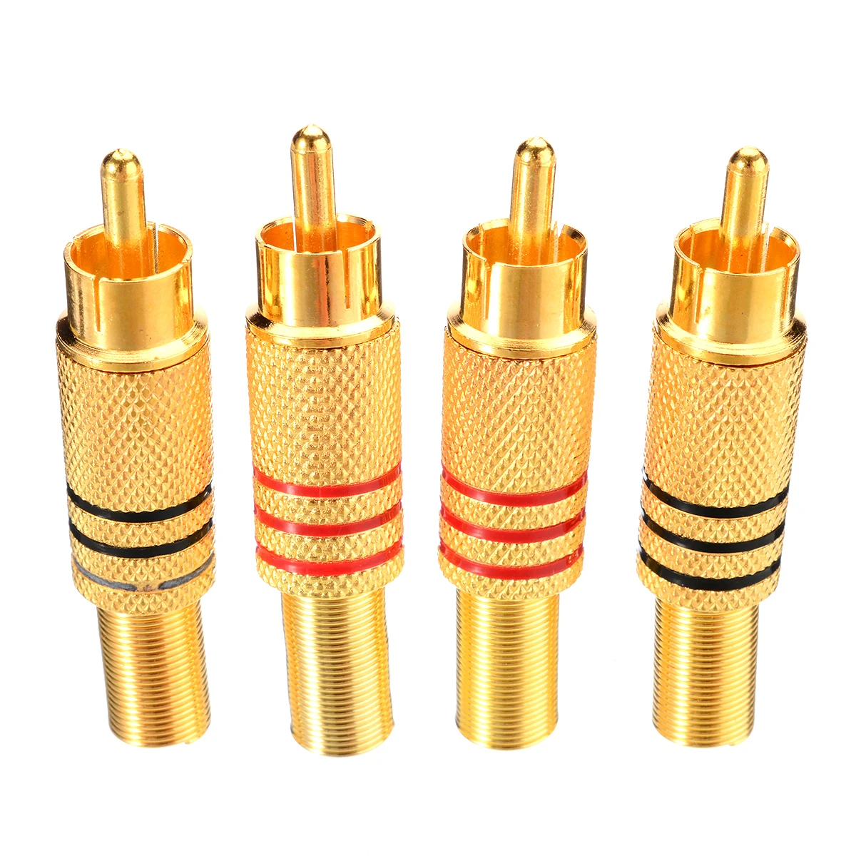 4Pcs/lot Gold Plated RCA Audio Video Adapter RCA Connector Plug Audio Male Connector With Spring Cable Protector