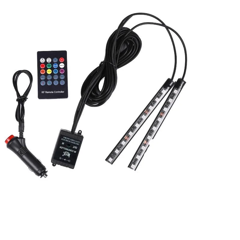 18led Voice Remote B Автомобильные RGB Светодиодные полосы света светодиодные полосы света цвета декоративный дизайн автомобиля атмосферные лампы салона автомобиля свет с пультом 12 В - Испускаемый цвет: 18led Voice Remote B