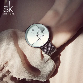 

SK Fashion Ladies Quartz Watches Luxury Dress Wristwatch Round Dial Girls Gifts Stainless Steel Strap Feminino Relogio