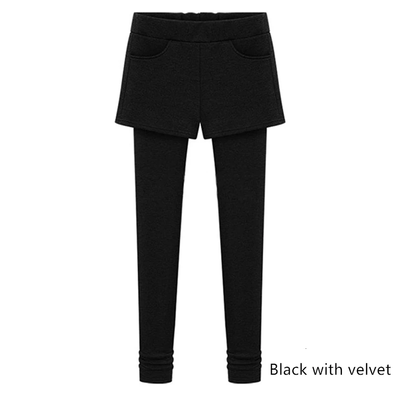 Black with velvet Высокая талия, M-6XL размера плюс, теплые бархатные женские леггинсы, свободные, сексуальные, уличная одежда, длинные штаны для тренировок, пуш-ап, зима - Color: Black with velvet