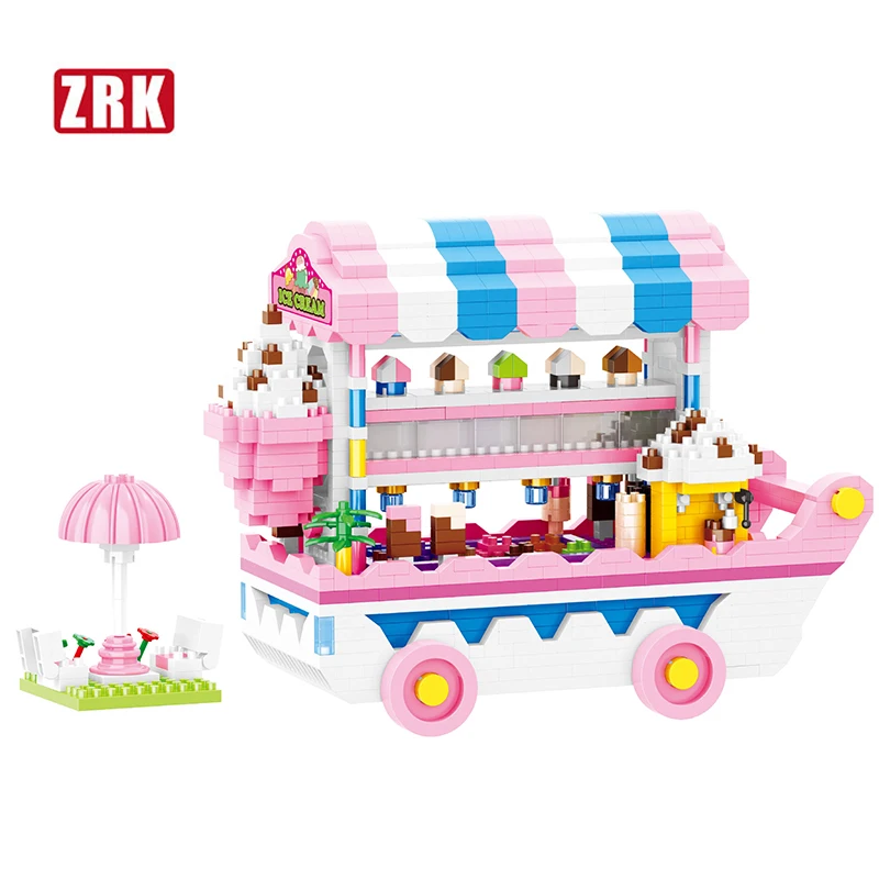

New coming ZRK mini building blocks game car ice cream car candy car mini DIY bricks diamond creative toys for brithday gifts