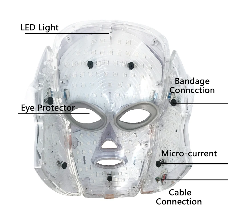 Красивая светодиодная маска, отбеливающая, Омолаживающая, маска для лица с 7 цветами, средства по уходу за кожей, Радиочастотное омоложение, подтяжка кожи