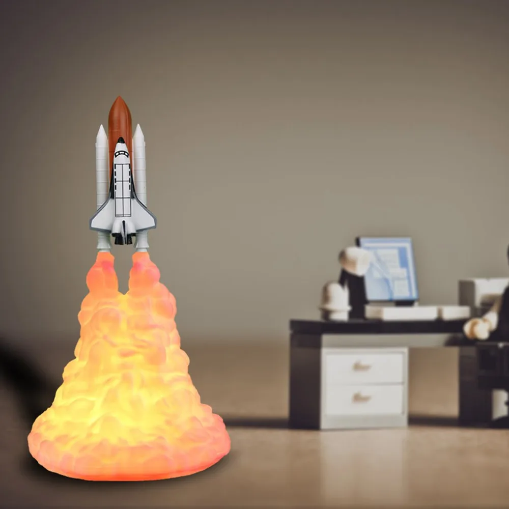 3D печатная космическая челночная лампа А-типизированная ракетная лампа USB Перезаряжаемый светодиодный ночник декоративный светильник