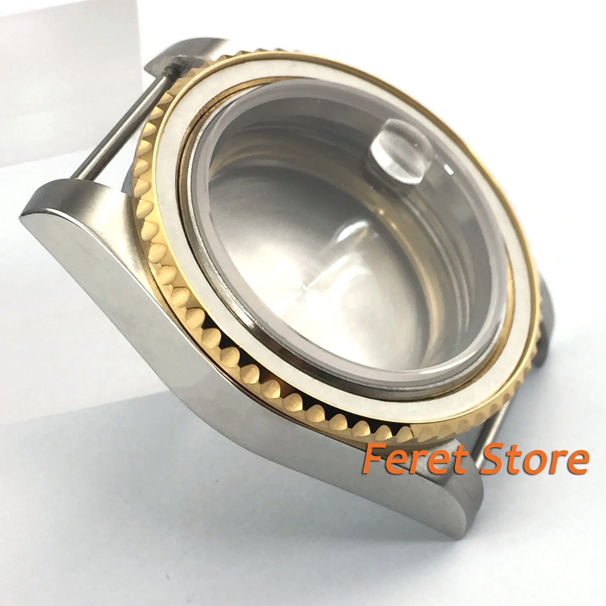 40mm Sapphire glass Golden brushed stainless steel watch case fit ETA 2836 Mingzhu dg2813 movement watch case p157