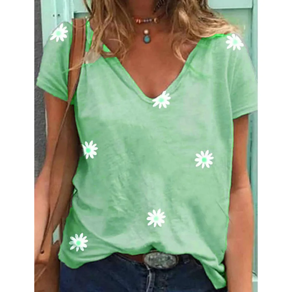 Женские повседневные свободные футболки большого размера с V образным вырезом и