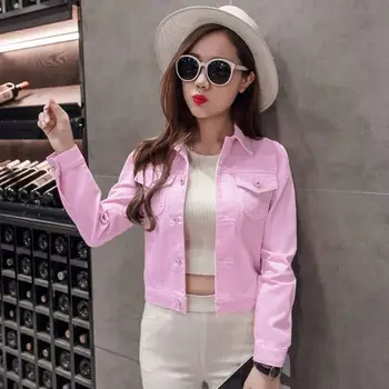 

Summer Jacket For Women Fashion Autumn Long-sleeved Denim Shirt Korean Jacket Stretch Short Denim Jacket Coat Mujer AE587