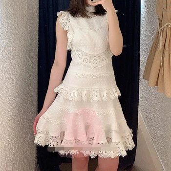 

White Short Dress Runway 2020 Ladies Elegant Lace Dresses