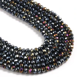 Elegant Faceted Black Crystal Glass Beads for DIY Jewelry and Crafting - Round Rondelle Shape, Various Sizes for Bracelets and Necklaces, Wholesale (Mixed)