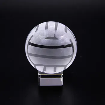 

Athletic Sports Souvenir Crystal Ball Glass Sphere with Stand Miniature Ornament Ball Grounding Crystal Globe Paperweight