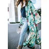 Vestido largo hippie de rayón con manga de murciélago para verano, kimono bohemio con estampado floral Turquesa ► Foto 2/6