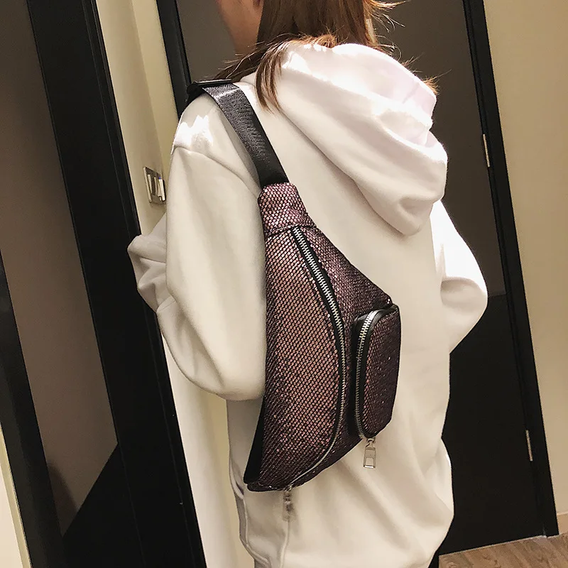 

2019 New Style Fashion Shiny Fishnet Plaid Shoulder Oblique WOMEN'S Bag Fashion Wallet