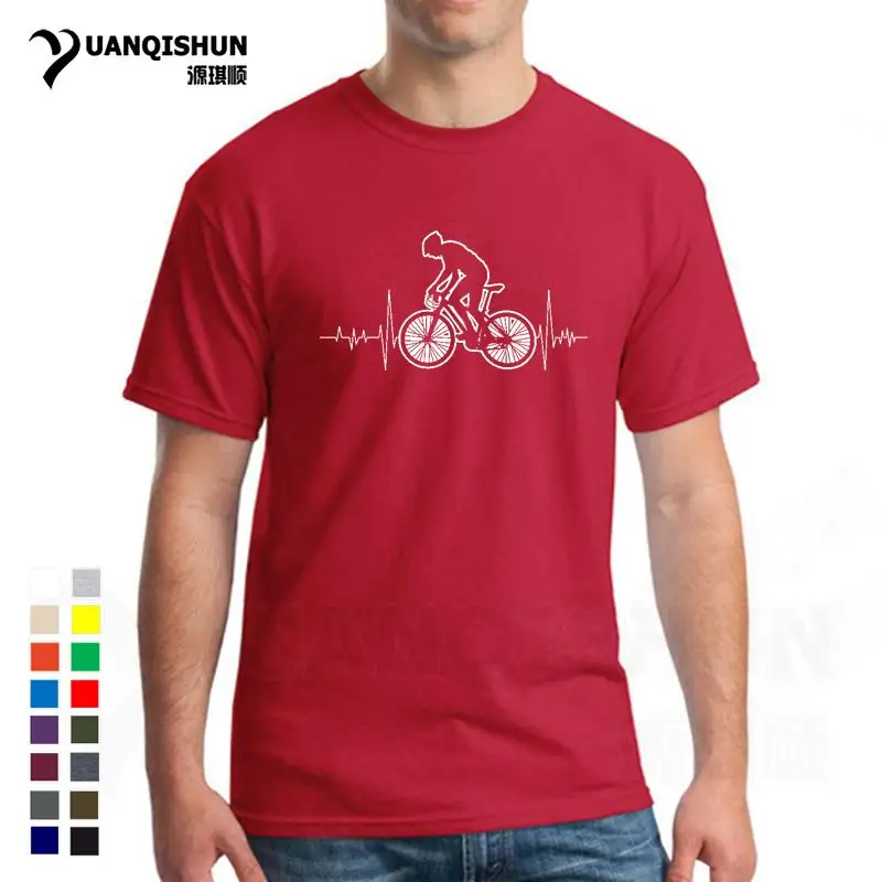 Mountain Biking MTB T Shirt Brand Clothes Bicycles Logo shirt 16Colors Bike Heartbeat Funny Bicycle Cycling Gift Tshirt | Мужская одежда