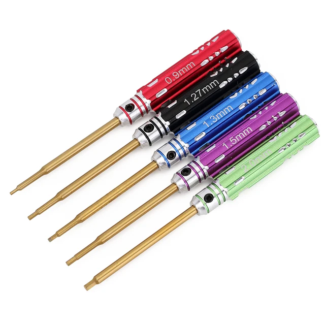 INJORA 5PCS 0.9 1.27 1.3 1.5 2.0mm Hexagon Screwdriver Hex Screws Wrench Tool for 1/12 1/16 1/18 1/24 RC Car