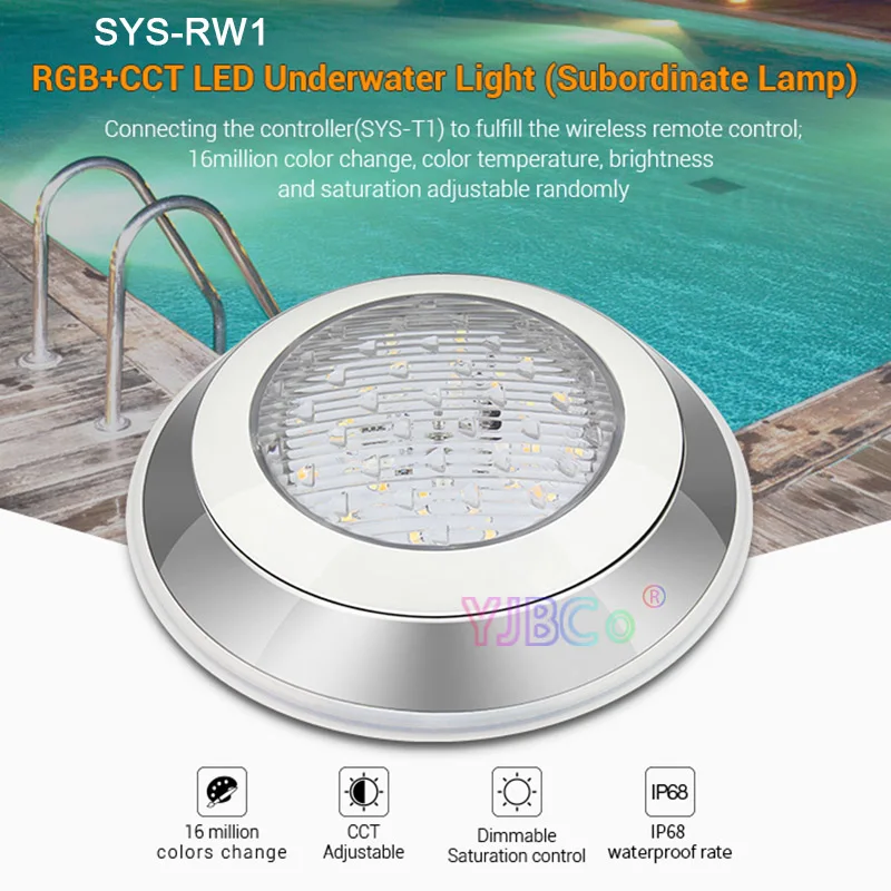 best underwater boat lights Miboxer SYS-RW1 RGB+CCT LED Underwater Light IP68 Waterproof DC 24V 12W Subordinate Lamp by SYS-T1 can wireless Remote control best underwater boat lights Underwater Lights