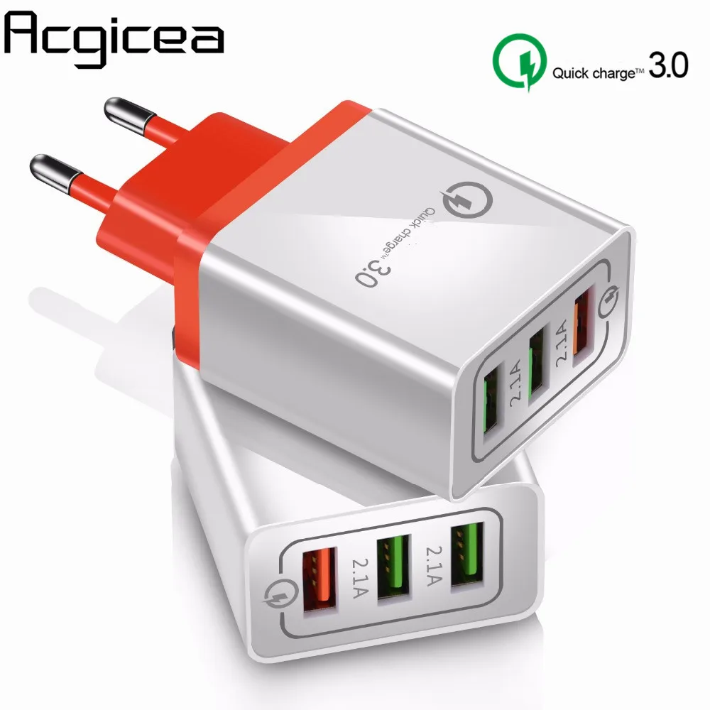 

Quick Charge 3.0 USB Charger Universal 3 Ports EU US Plug QC3.0 Fast Charging Adapter For Samsung iphone xiaomi huawei charger