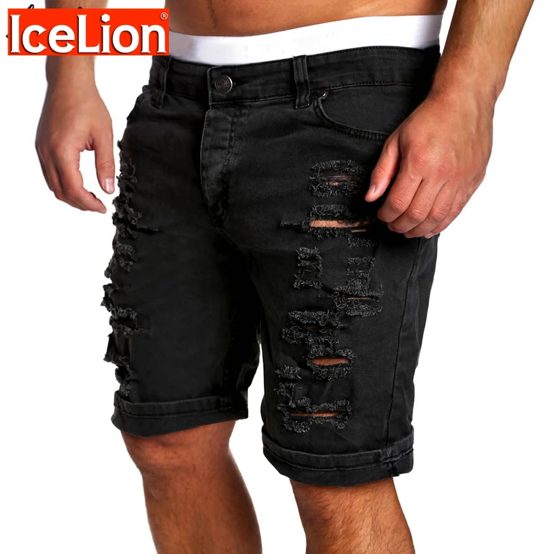 Мужские джинсовые шорты Icelion повседневные однотонные до колена винтажные