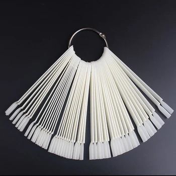 

50 PCS Nail Art Stick Display Clear Fan Shaped False Tips Wheel Polish UV Gel PracticeTransparent Foldable Manicure Tool