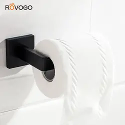ROVOGO из нержавеющей стали квадратный держатель для туалетной бумаги матовый черный, держатель для туалетной бумаги настенное крепление для