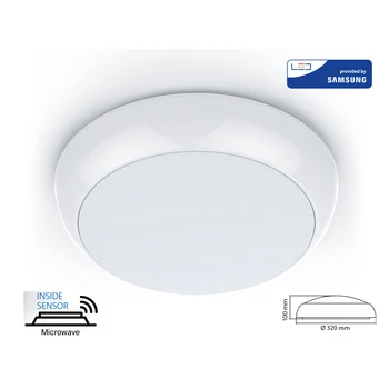 

V-TAC LP0804C Led ceiling lamp ceiling or wall with sensor microwave motion 3000K warm 17W IP65 also external Diamet