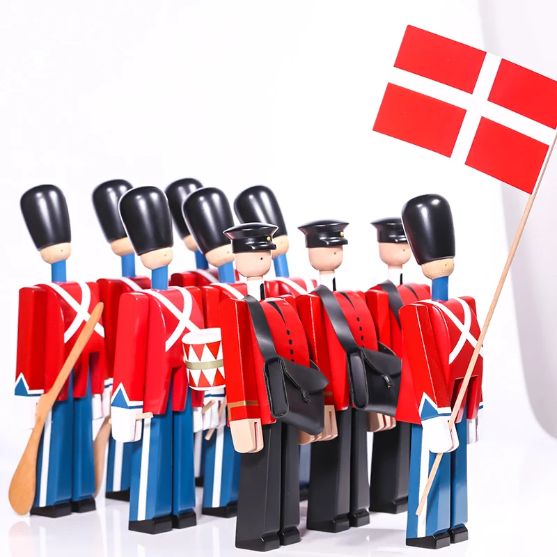 

Nordic Danish Soldier Wooden Miniature Figurines Decoration Creative Home Decor Children's Model Puppet Handmade Solid Wood
