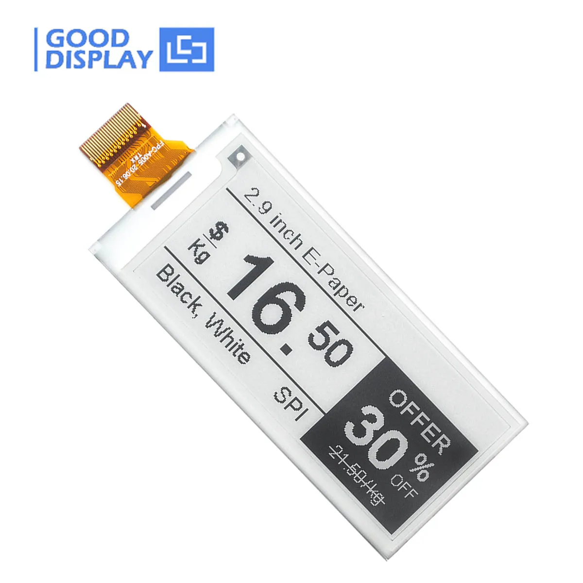 Polegada E-paper Display Parcial Atualizar Cinza Preto e Branco E-ink Tela Gdey029t94 2.9 - Imagem 6