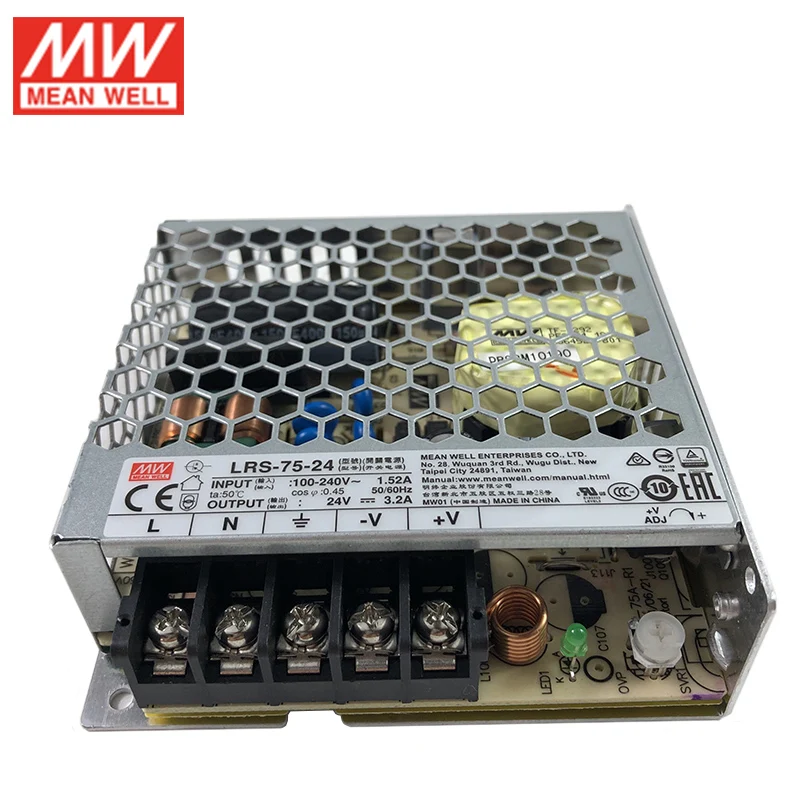 MEAN WELL LRS-75-24 импульсный источник питания 110 V/220 V AC to 24V DC 3.2A 75W Meanwell блок питания PSU