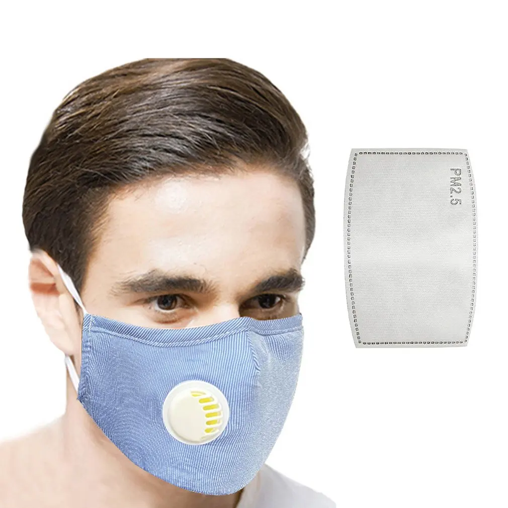 

In stock Pm2.5 Cotton Respirator Breathable Valve Mask Insertable Filter High Efficiency Filtration Breathable 1 Set