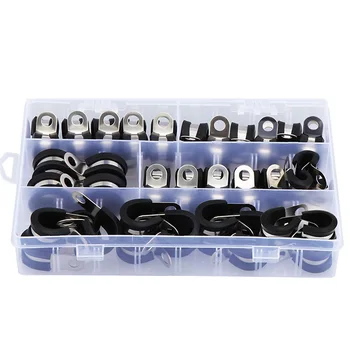 

50Pcs 1/4 Inch-5/8 Inch 5 Sizes Rubber Cushion Insulated Pipe Clamps Assortment, 304 Premium Stainless Steel