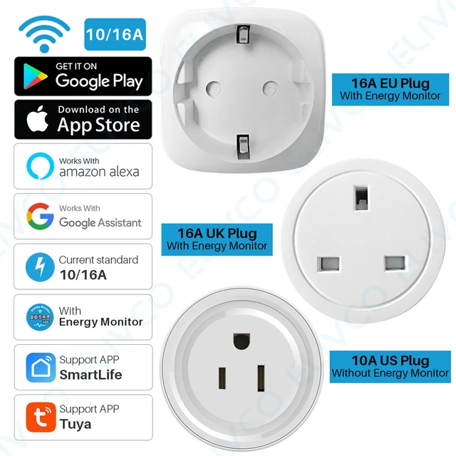 16A Smart Wifi Plug for Home Works With Voice & App