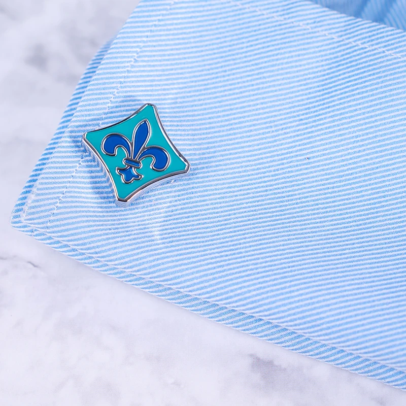 菱形蓝绿鸢尾花袖扣-9