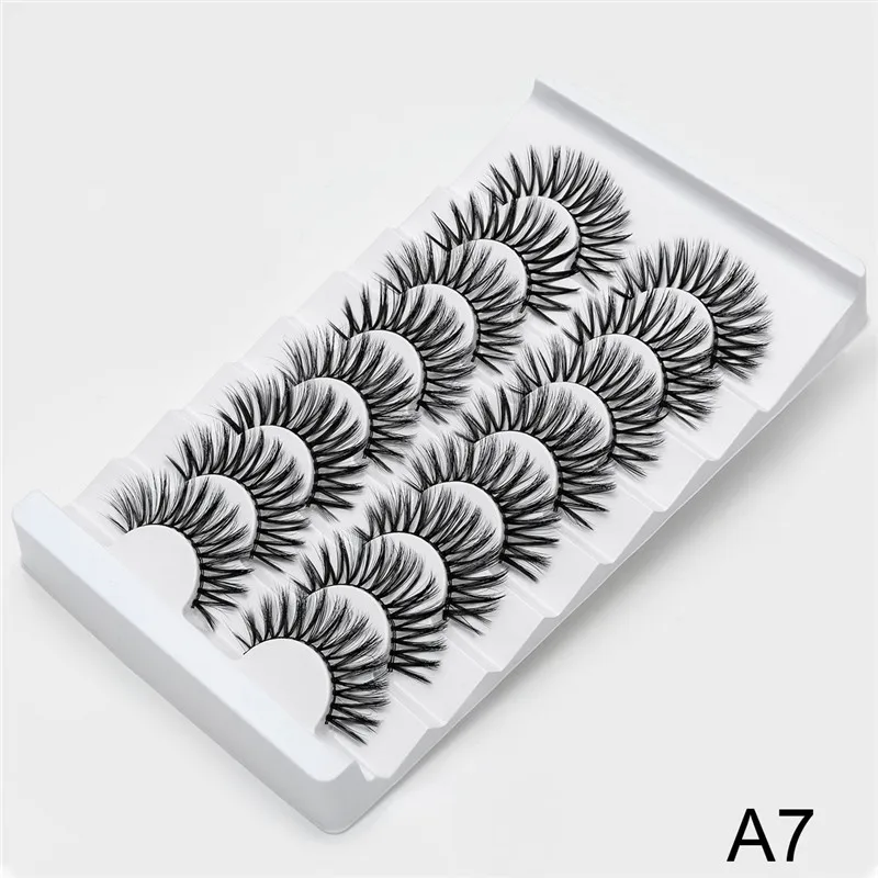 A7 2/5/8 стержень пар Eyelashs натуральных длинных 3D накладные ресницы из норки Толстая ручной работы накладные ресницы объем мягкая норка Искусственные ресницы ресниц - Цвет: A7