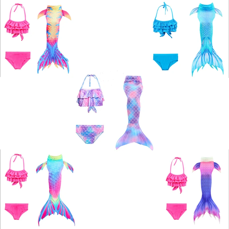 3 шт. детский купальник с рыбьим хвостом для девочек|Сочетающаяся одежда семьи| |