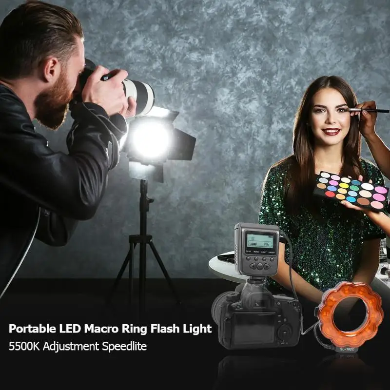 Светодиодный 5500K макрокольцо Speedlite заполняющий светильник с адаптером кольцевой светильник для вспышки для DSLR соответствует высоким фотографическим требованиям