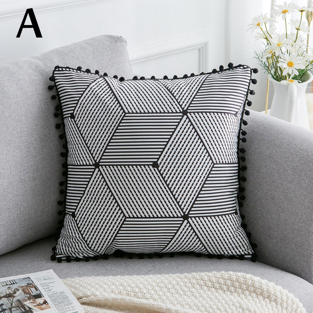 Decorative Cushion Cover Northern Europe INS Style Square Pillow Cover Soft 45x45cm Geometric Ball Fringe Pillowcase