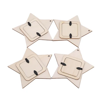 

DIY Wooden Hanging Photo Frame Mini Star Wall Ornament Household Decoration Small Picture Frame Decoration