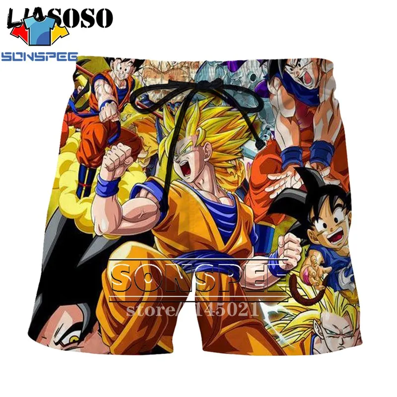 SONSPEE мужские шорты с 3d принтом японского аниме DBZ Dragon Ball Z Son Goku Kakarotto, пляжные повседневные шорты, пляжные шорты D01